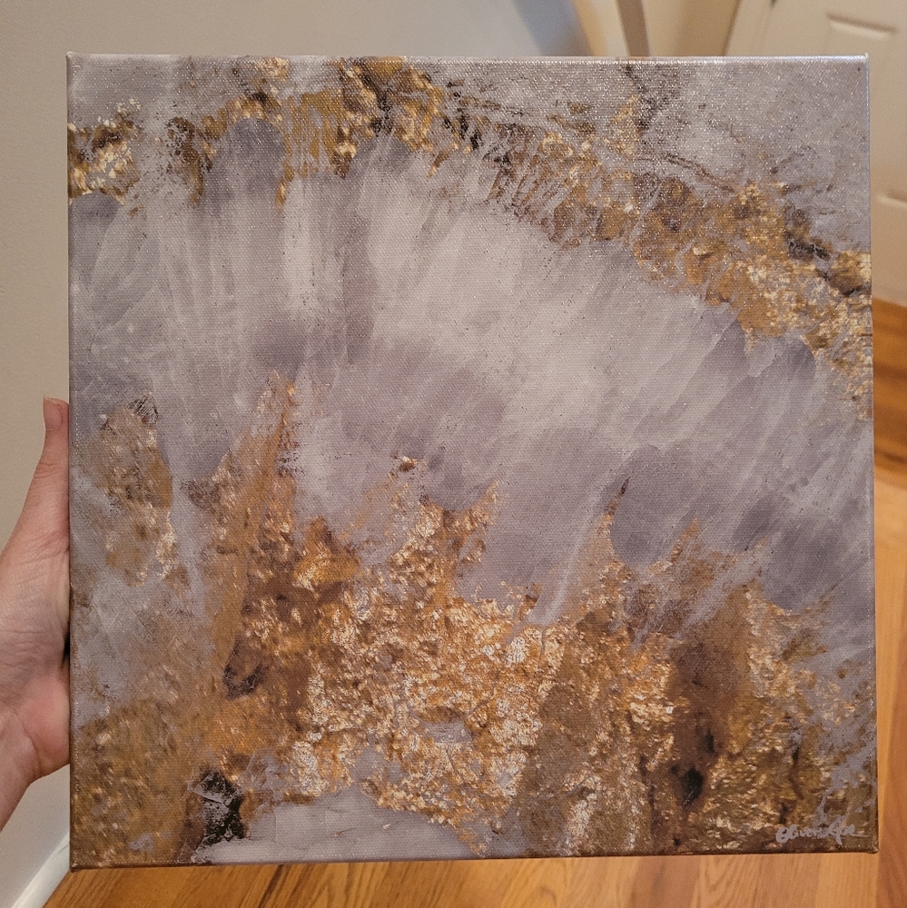 Oliver Gal Grey & Gold Square Canvas Art